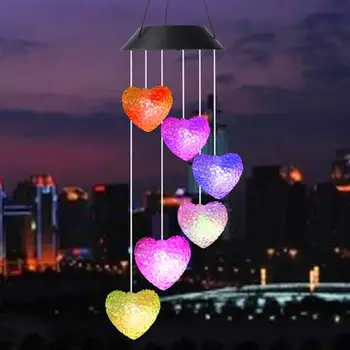 

Solar Lights Heart Star Garden Home Spinner Outdoor Wind Chime Light Wind Bell Light ABS/PVC Yard Decoration Waterproof