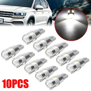 

10pcs High Quality T10 5630 Cool White Bulb 6 SMD LED Canbus Error Free Car Wedge Light Lamp Bulb On Sale
