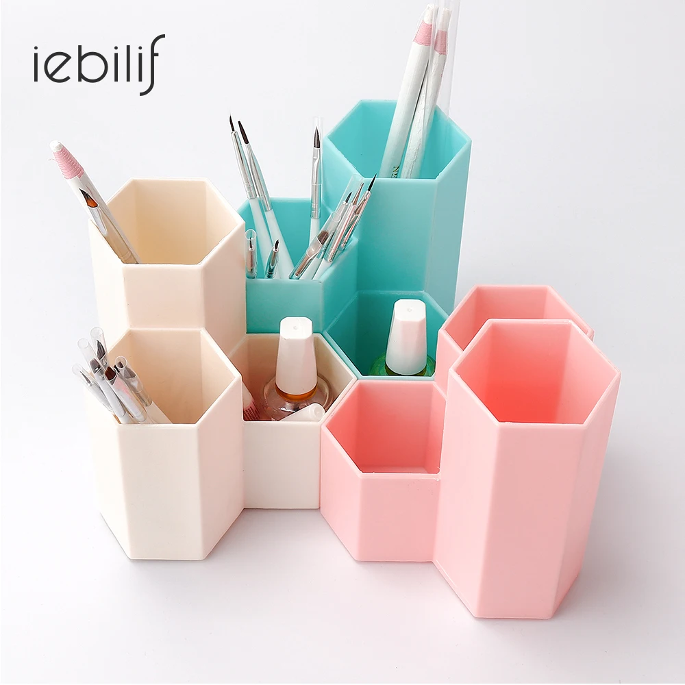 

Multifunction Makeup Tools Plastic Makeup Box 3 Lattices Jewelry Cosmetics Brush Storage Box Nail Polish Cosmetic Display