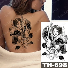 

Anime Tattoos Temporary Fake Tattoo Anime Sticker Tokyo Japanese Woman Back Sexy Waist Kimono Flowers Sword Flash Fake Tatoo Art