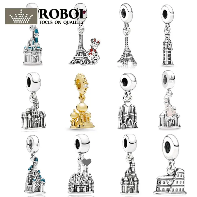 

PDB DZ 38 RLLEN 925 Sterling Silver Fashion Castle Landmark Building Necklace Pendant Jewelry Woman Girl Jewelry Jewelry Gift