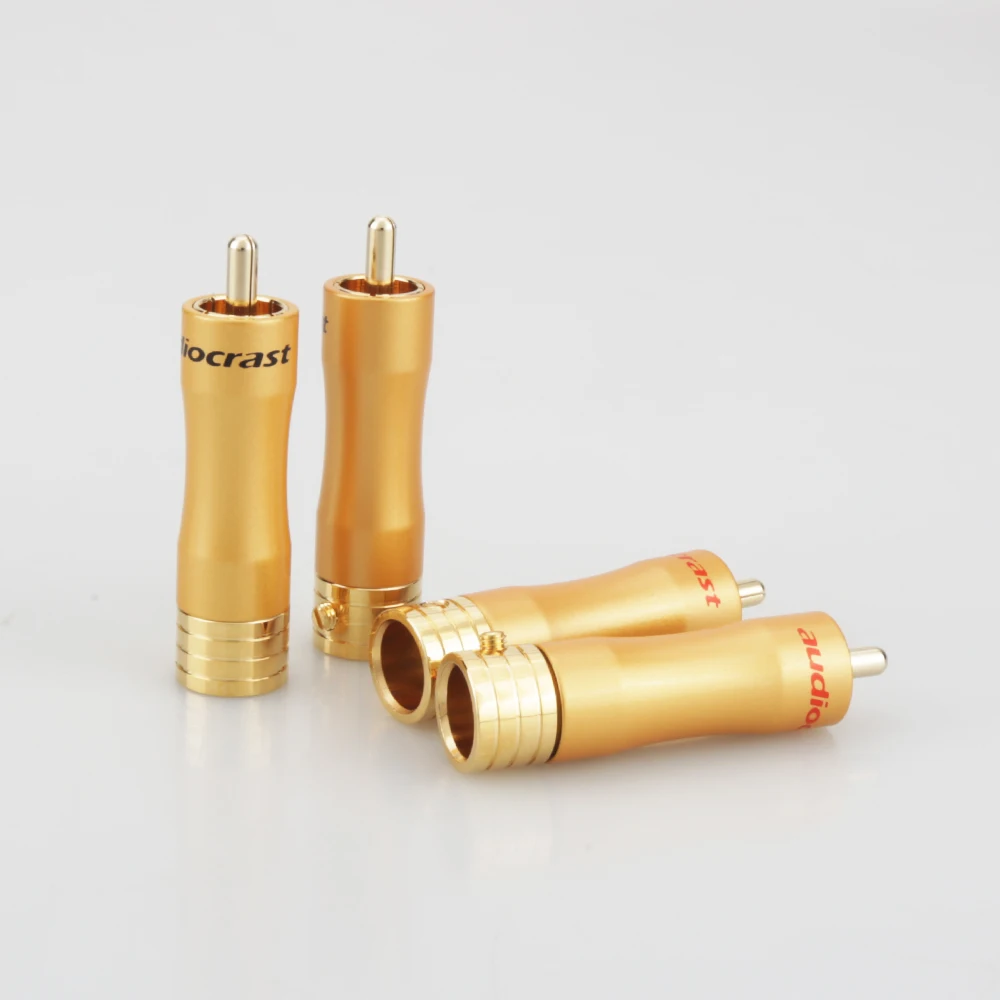 

4xAudiocrast R015 24K позолоченный RCA с наружной резьбой аудио-видео Phono Позолоченные припоя Разъем RCA ремонт заканчивается 8 мм кабель для подключени...