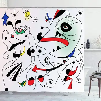 

Shower Curtain Set with Hooks 60x72 Digital Color Fake Line Surrealist Conceptual Painting Rectangle Abstract Geometric