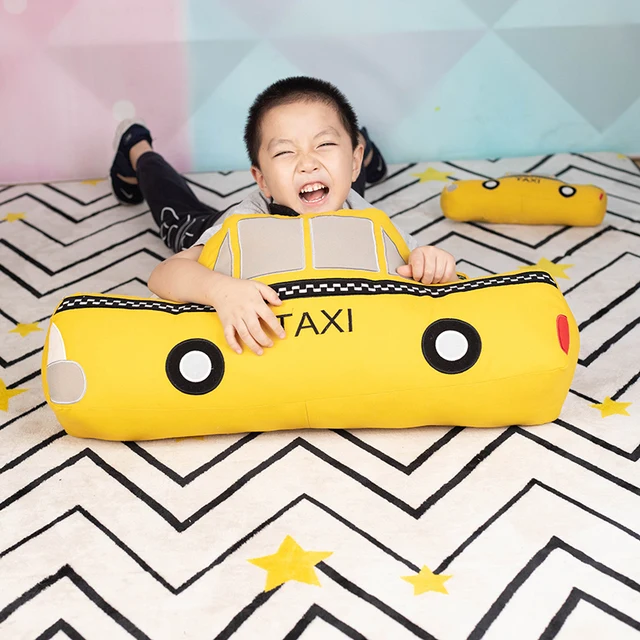 Nice New 1pc 30cm/50cm/70cm Large Size Simulation Taxi Plush Toys Kids Sleeping Back Cushion Soft Car Stuffed Pillow Dolls Gift 4