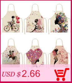 1PC Cotton Kitchen Aprons Linen Printed Sleeveless Pinafore Brief Geometric Women Home Cooking Baking Waist Bib 53*65cm WQL0150