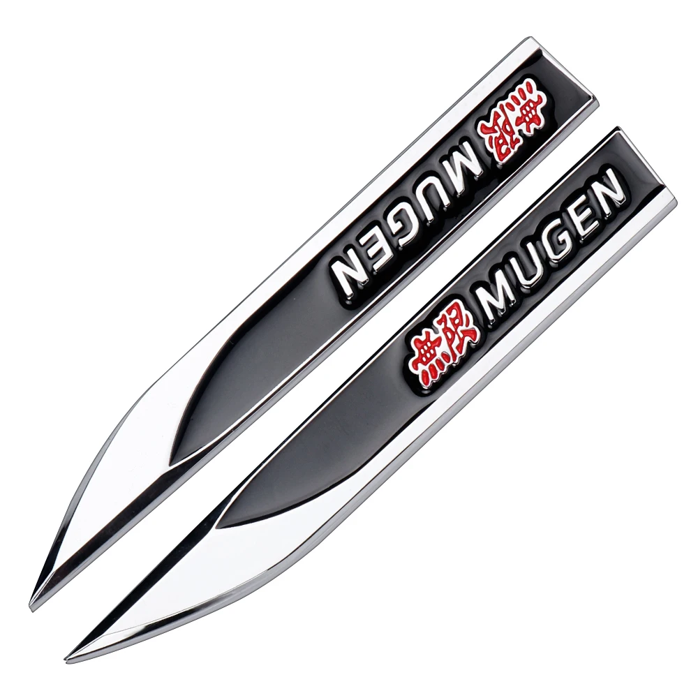 Silver black 2 шт. автомобильный Стайлинг MUGEN эмблема значок автомобильный крыло боковая Наклейка для Honda Mugen power Civic City Jazz Accord Crv Fit автомобильные аксессуары - Color Name: Silver black
