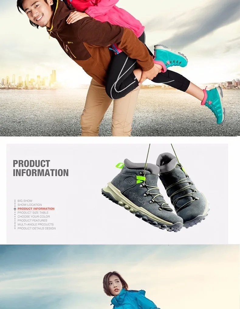 RAX/Женская походная обувь из натуральной кожи; уличные водонепроницаемые теплые кроссовки; дышащая уличная спортивная обувь; мужские Прогулочные кроссовки
