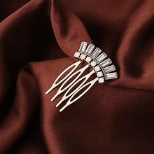 Винтаж золотого цвета изысканный кристалл Tuck гребни парики женские подарки модные украшения для волос