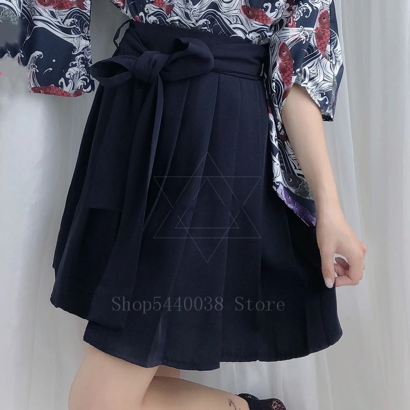 Black Short Skirt Японское традиционное модное кимоно платье для женщин с флагом кальмара Haori Ретро восточные вечерние фотографии костюм - Цвет: Black Short Skirt