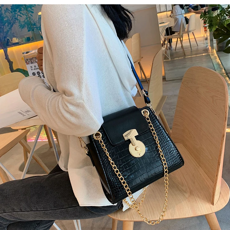 Elegant Female Crocodile pattern Tote bag New High Quality PU Leather Women's Designer Handbag Chain Shoulder Messenger Bag