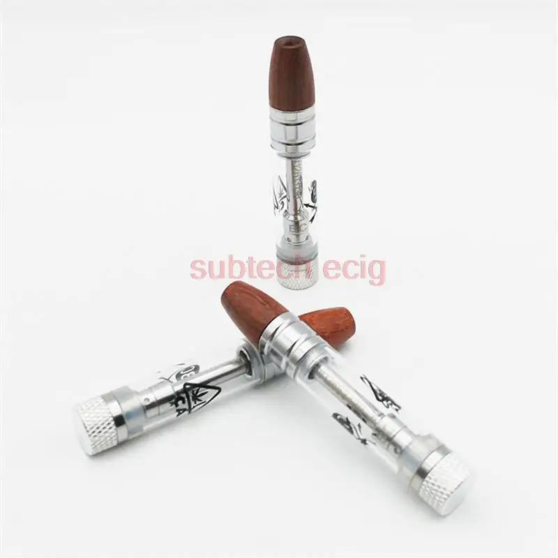 50pcs BC Vape Cartridges Carts 0.8ml 1.0ml Atomizer Ceramic Coil Glass Tube Wood Tip 510 Thread BC Cartridges for Thick Oil Vape