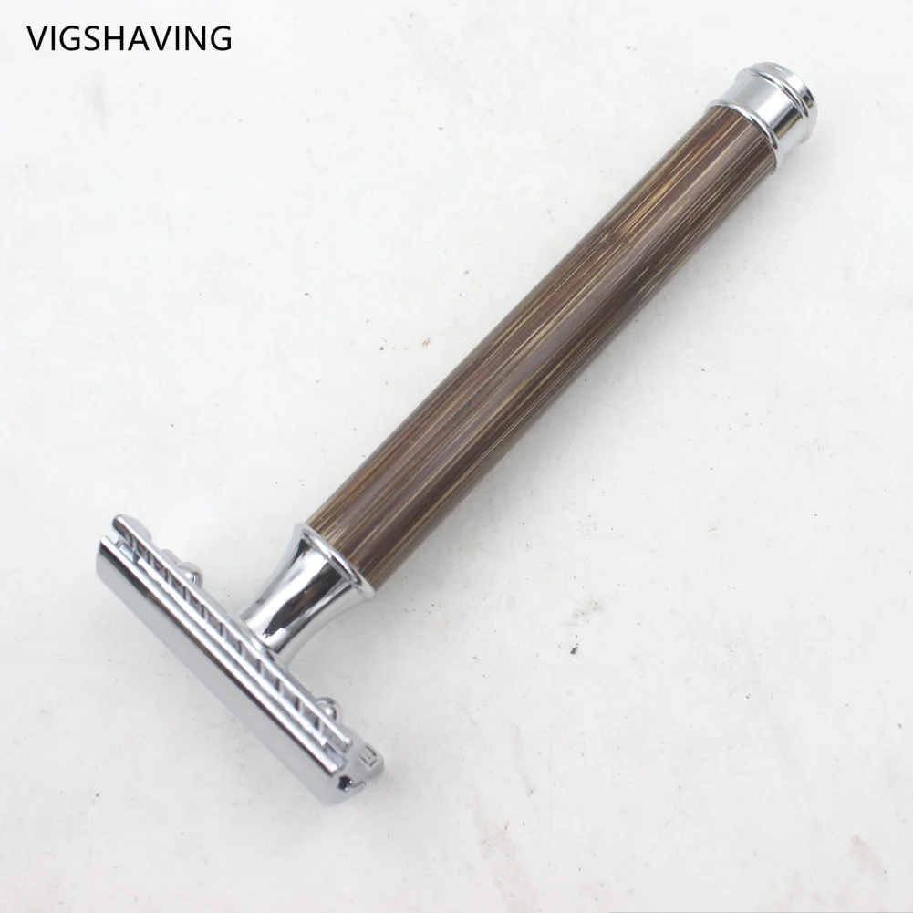 VIGSHAVING не пластик ноль отходов двойной край для мужчин натуральный бамбук безопасности бритвы