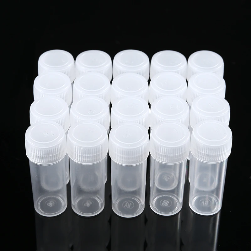 Plastic Test Tubes Vials 100pcs 5ml Sample Container Powder Craft Cap Bottles For Office School Chemistry Supplies
