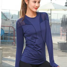 EF410 сетчатая рубашка-топ для бега, йоги, ShirtsThumb отверстие спортивных тренировок, Фитнес свитшот с длинными рукавами, тренировочные костюмы