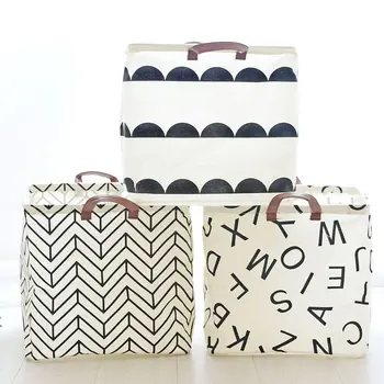 

Waterproof Foldable Storage Basket Toy Sundries Storage Bucket Modern Simple Arrow Pattern Letter Storage Tool Buggy Bag