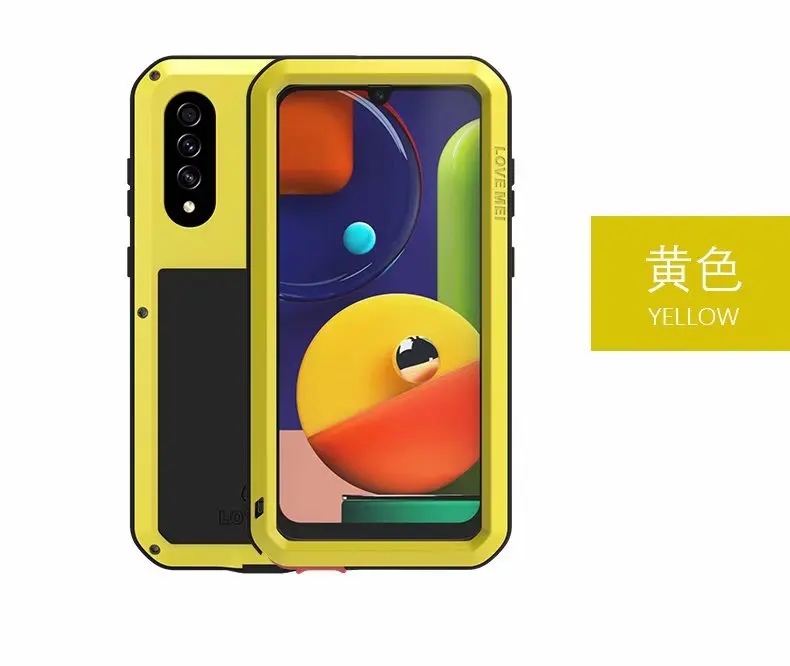 Цвет: желтый LOVE MEI металлический водонепроницаемый чехол для samsung Galaxy A50S A50 противоударный чехол для A50 A50S Чехол+ пленка Gorilla glass - Цвет: Цвет: желтый