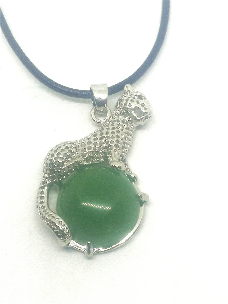 LETSFUN Fine Jewelry S925 Серебряная форма леопарда инкрустированная натуральный хотанский нефрит кулон аксессуары ожерелье