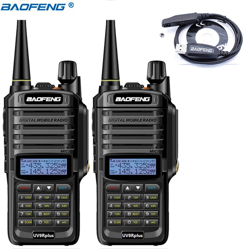 add usb cable 2 шт. baofeng UV-9R plus Водонепроницаемая портативная рация Высокая мощность двухстороннее радио VHF UHF портативная рация uv9R plus - Цвет: add usb cable