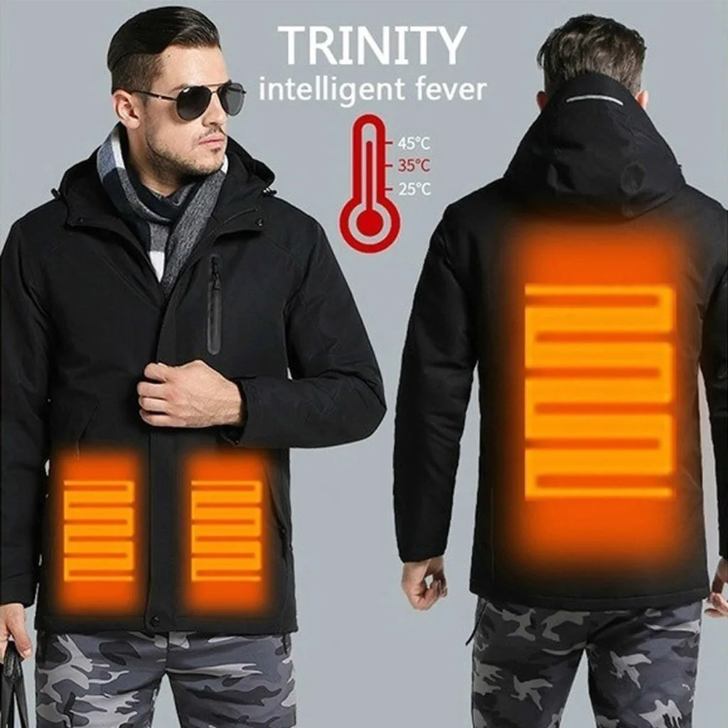 

Men Fiber Electric Thermal jacket Outdoor Three-speed Temperature Control USB Infrared Heating Warm Jacket Carbon Clothing 9.25
