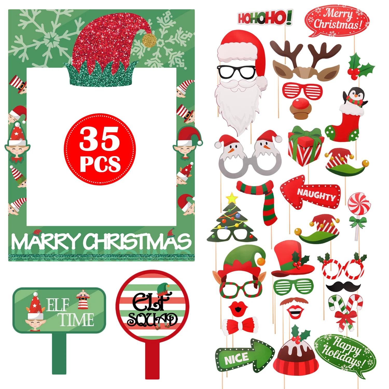 Behogar Merry Christmas забавная рамка для селфи с 1 комплектом фото стенд реквизит для рождественской зимней тематики товары для праздников и вечеринок