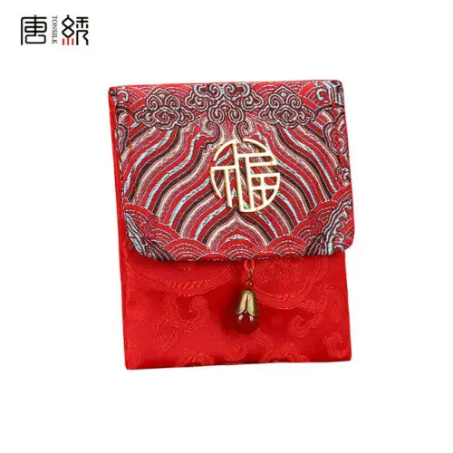 C FAROOT китайский год красный конверт для денег HongBao красный пакет красный мешок денег год крыса год Дамасская ткань красный конверт - Цвет: C