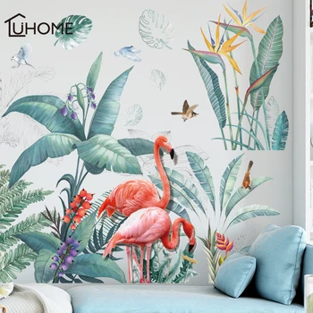 

Fresh Green Tropical Plants Flowers Nordic Style Removable Wall Stickers Decals Home Decoration for Liveing Room Bedroom