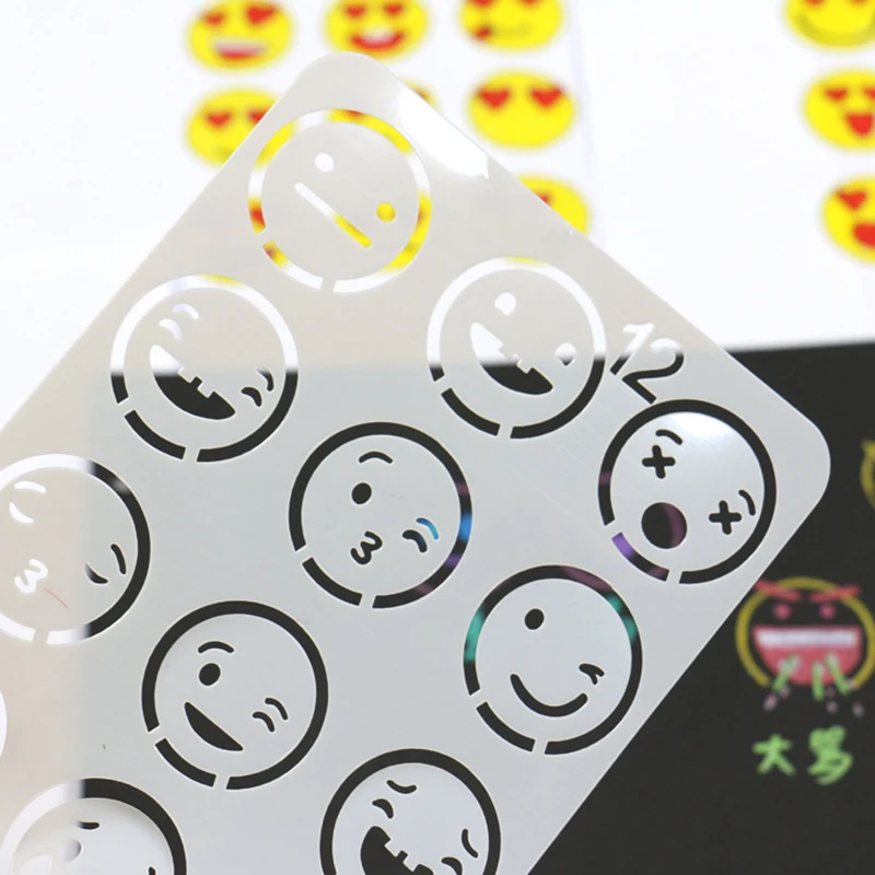 

Freeshipping 2019 Decorative Graffiti ruler DIY notebook expression painting ruler Stationery Creative ruler template emoji