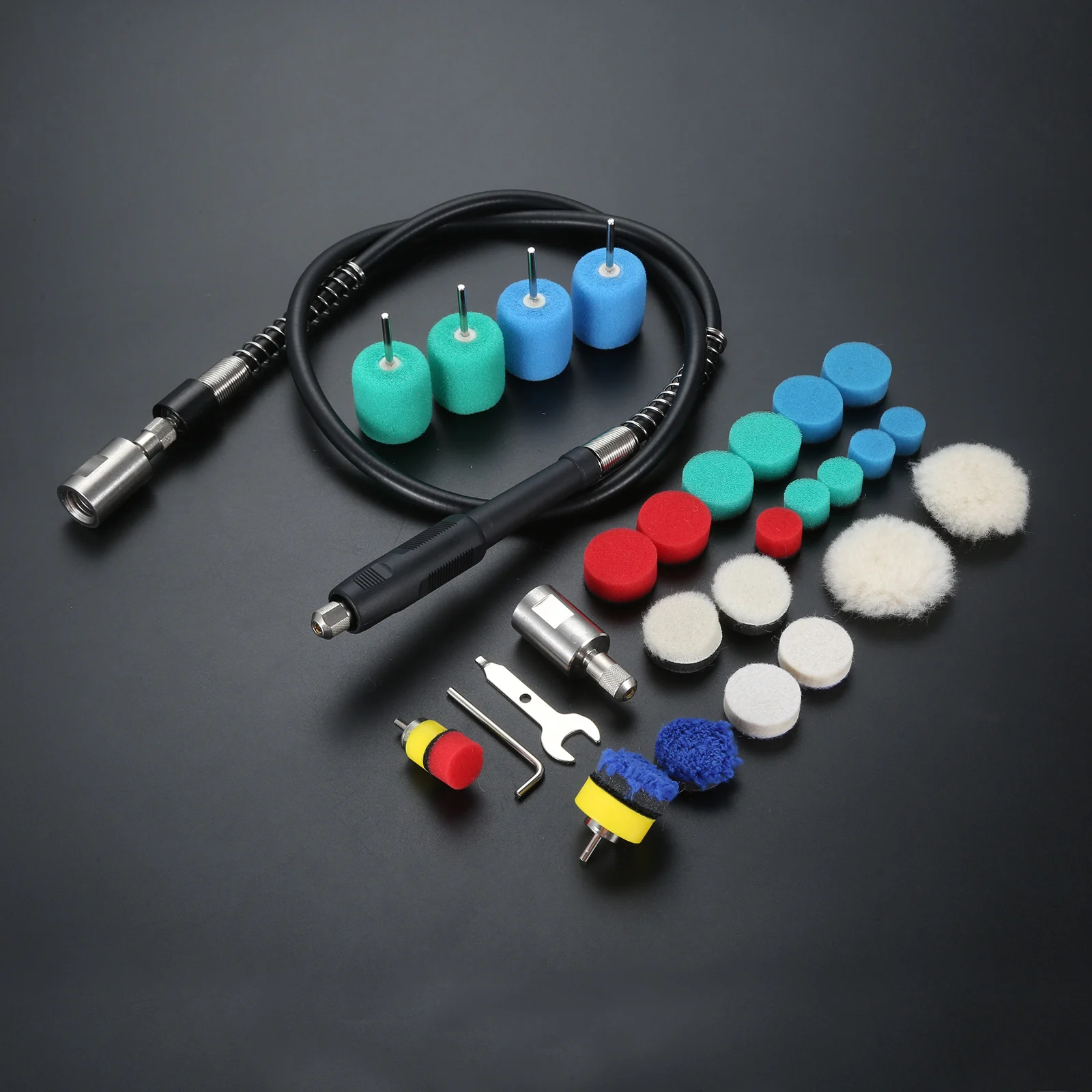 31 pcs/set Mini Detail Polisher Shaft Car Foam Drill Polishing Pad Kit with 5/8Inch&M14 Thread for Rotary Tool/Polishing Machine
