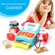 Children'S Play House Toy Checkout Counter Simulation Supermarket Cash Register Toy Card Machine Set Bab mini portable counter machine multi paper currency handy cash money counter counting machine equipment