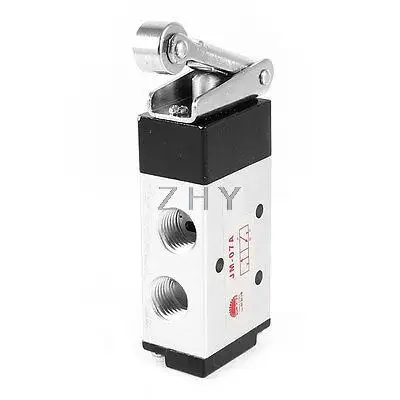 

JM-07A 2 Position 3 Port Single Roll Pneumatic Air Mechanical Valve Silver Tone