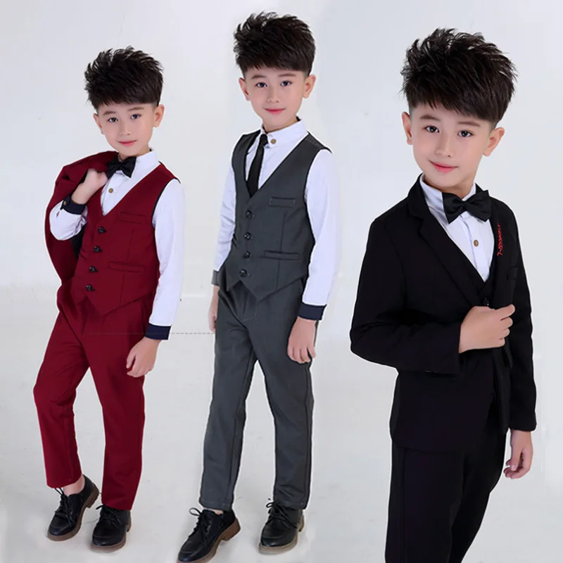 

BOY'S Tailored Suit Autumn New Style Children Suit Flower Boys/Flower Girls Big Boy Tuxedo Three-piece Suit Kids' Coat