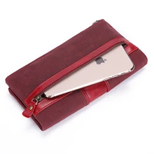 Bifold kobiet skórzany portfel długo prawdziwej skóry portmonetka Femle duży wodoodporny etui na karty portfel(China)