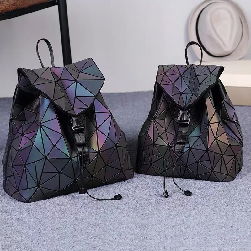 

Women Backpack Set For School For Teenage Girls Female Deformation Bag Laser Geometric Luminous Backpack Shoulder Bag Sling Bag