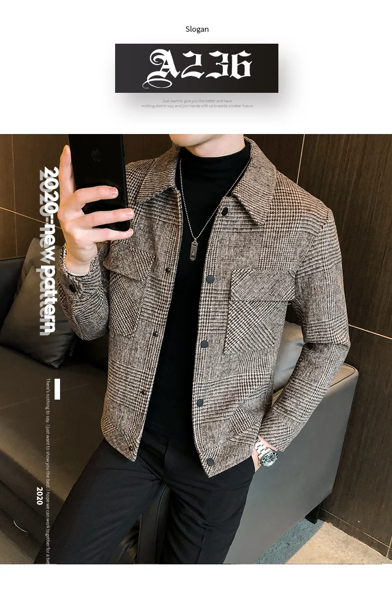 Manteau 3/4 Long En Laine Pour Homme - Coupe Ajustée, Col à Revers - Trenchcoat Décontracté Chaud Pour L'Hiver