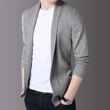 

Knitted Shirt Men's Korean Version Handsome Slim Cardigan Men's Spring and Autumn Tops Casual Solid Color Men's Batch Hair