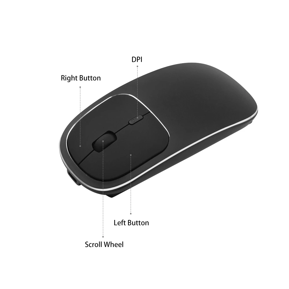 Беспроводная Bluetooth Бесшумная перезаряжаемая ультра тонкая компьютерная мышь, бесшумная Портативная оптическая 3D USB мышь для Macbook PC Latop