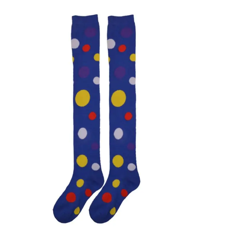 Длинные носки для косплея клоуна для женщин и девочек; забавные Разноцветные носки выше колена с принтом в горошек; необычный праздничный костюм - Цвет: 5