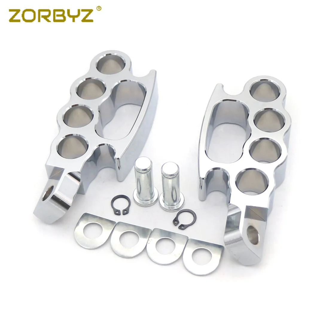 ZORBYZ 1 комплект хромированные летающие опорные подножки для костяшек на заказ педаль с монтажным комплектом шпильки для Harley V-Rod Sportster XL Dyna Softail