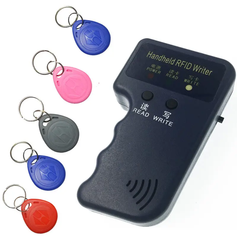 125khz RFID Reader Writer Copier Duplicater+5 Pcs T5577//EM4305 Writable Keyfobs