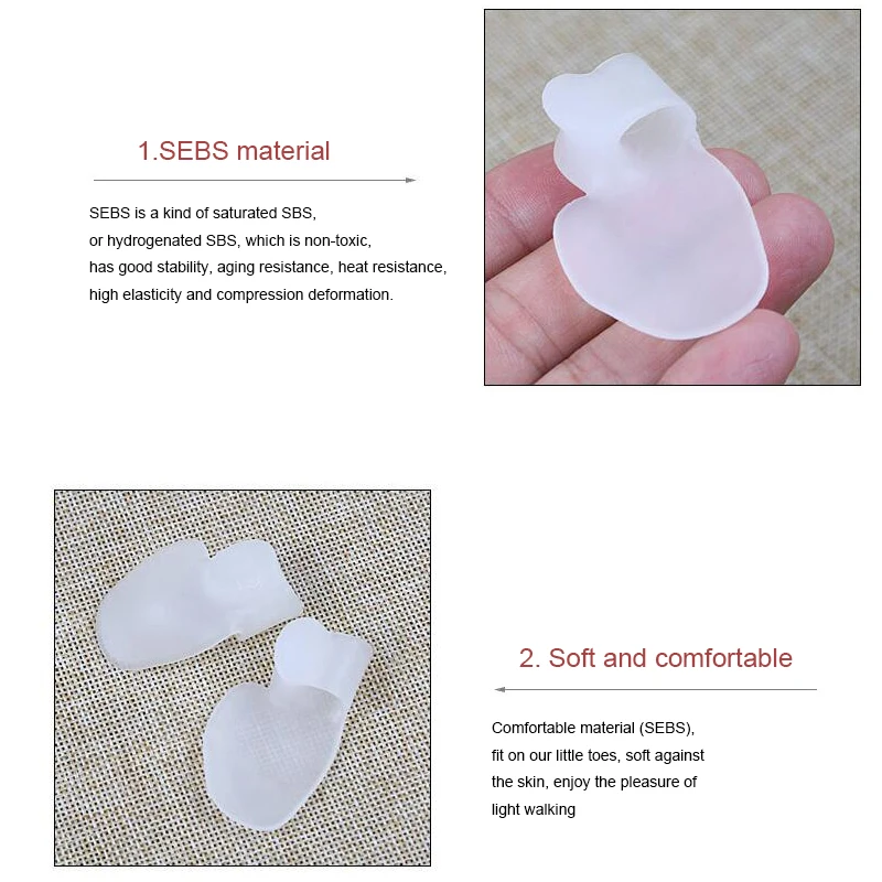 2PCS Silicone Gel Bunion Little Toe Protector Separator Hallux Valgus Finger Thumb Corrector Straightener Foot Care Relief Pads
