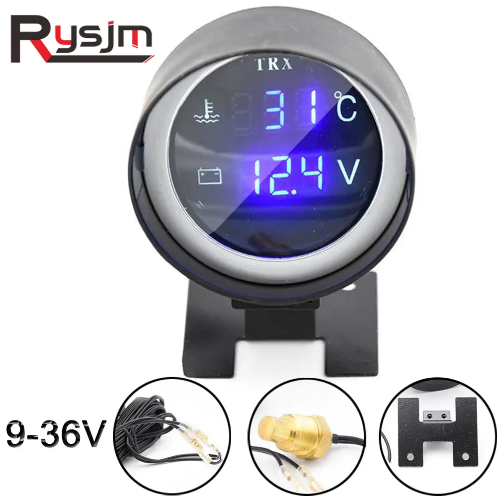 

Car LCD Digital Voltmeter 12v Water Temp Gauge volt meter 24V with temperature Sensor instrument panel motorcycle for auto truck