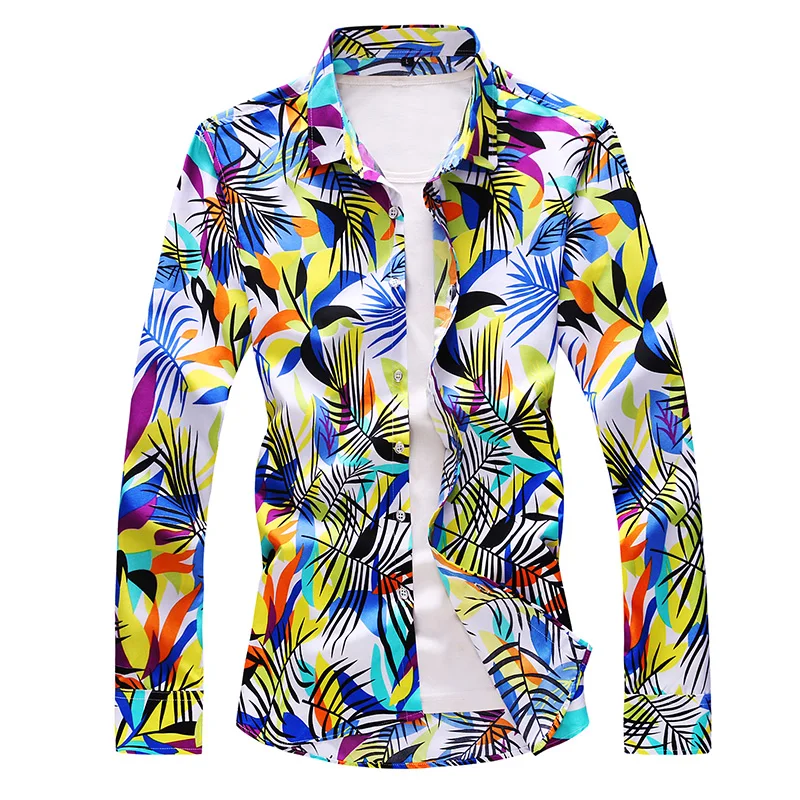 

Colorful 3D Digital Print Plus Size Long Sleeve Dress Shirt Men AutumnNew Quality Fashion Slim Fit Luxury Camisa Masculina M-7XL