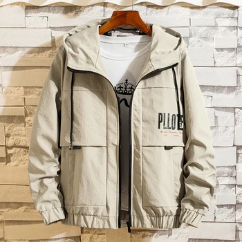 

Autumn New Tooling Jacket Men Fashion Solid Color Casual Hooded Jacket Man Streetwear Wild Hip Hop Loose Bomber Jacket M-3XL