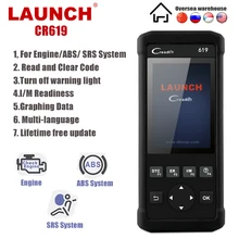 Launch CR619 OBD2 Scanner Engine ABS SRS ODB2 Scan Tool Multi-language Launch OBDII Code Reader Car Diagnostic Tool Free Update