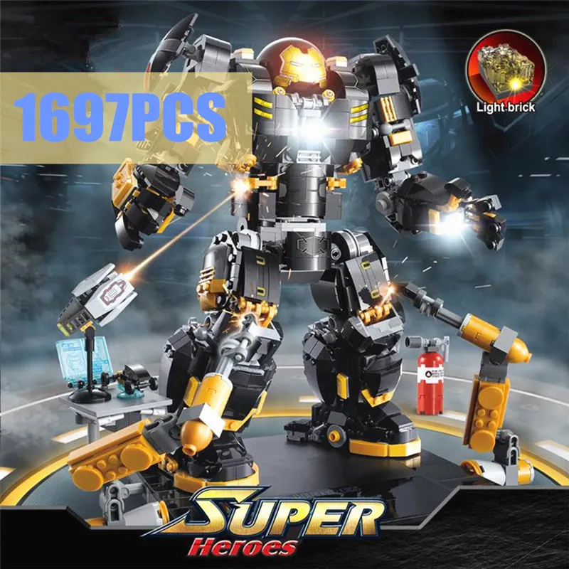 

New MOC Iron Man Black Hulkbuster Fit Legoings Avengers Marvel Ironman Endgame Building Blocks Boy Birthday Gift Kid Toy