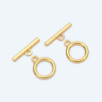 

10 sets Gold Toggle Clasp, Easy Close Clasp 15mm, Smooth Round Bracelet Clasps (#GB-108-NEW)