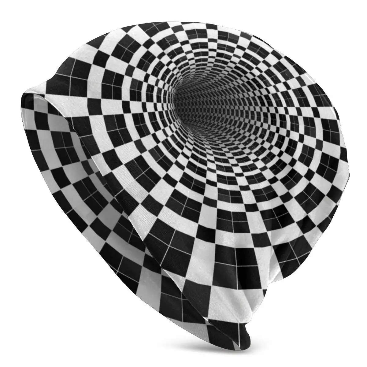Спиральные шашки, черные, белые шапочки, унисекс, для взрослых, на каждый день, шапка, для улицы, ветрозащитная, вязанная, лыжная, с рукавом, Skully, шапочки, шапка
