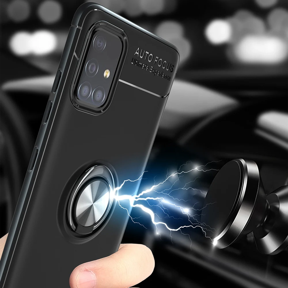 Car Magnetic magnet Case For Samsung Galaxy A51 A71 M31s Ring Holder Finger Grip Soft Cover | Мобильные телефоны и