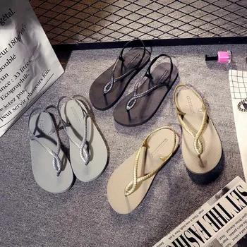 

Dropshipping Summer Slippers Woman Wedge Platform Beach Flip Flops Slipper Y6Y070E13