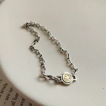Корейский заказной S925 стерлингового серебра дизайн улыбающееся лицо браслет цепь браслет пряжка